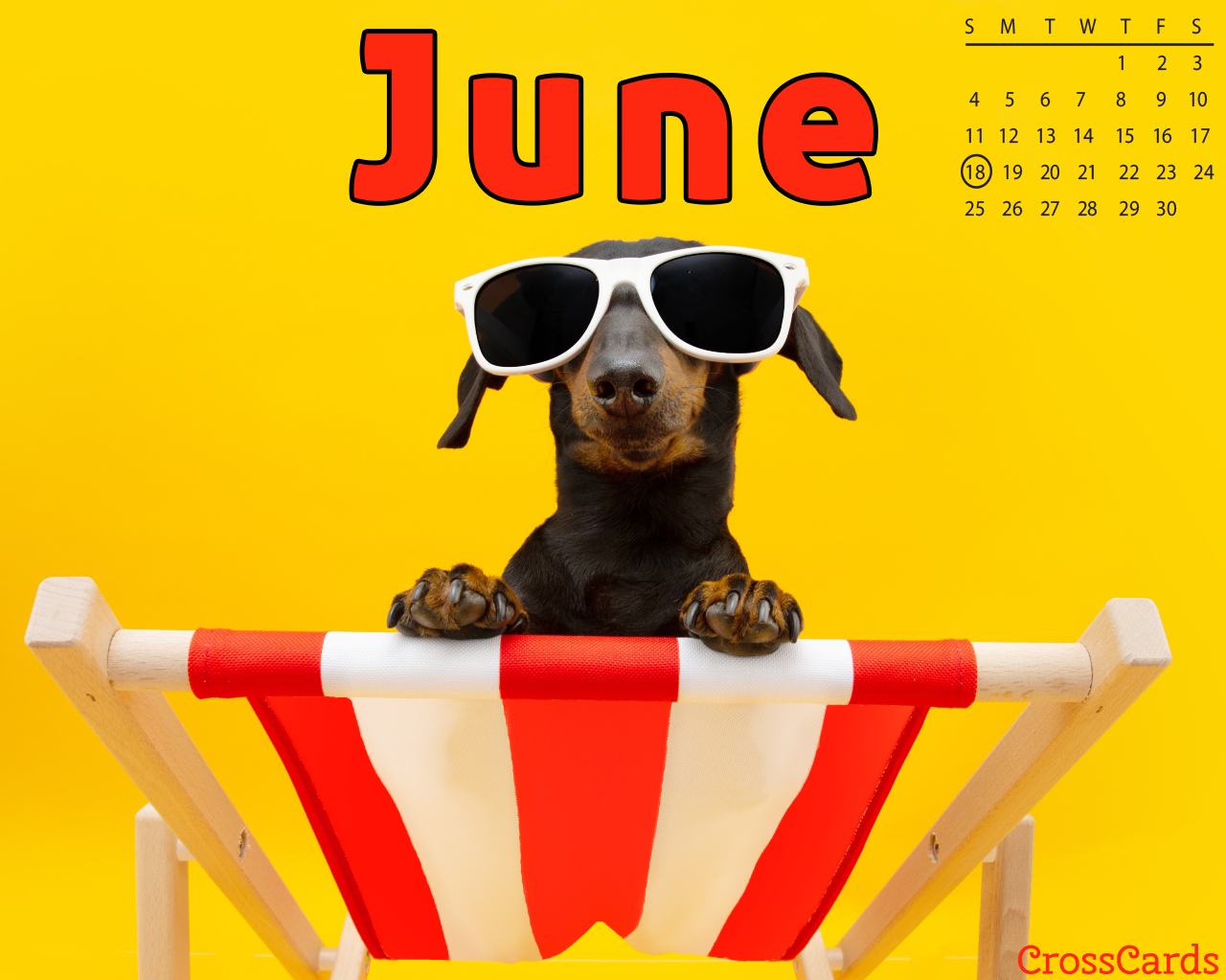 June Summer Dog Desktop Calendar Wallpaper