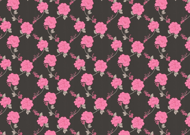 Black And Pink Flower Wallpaper Shantung