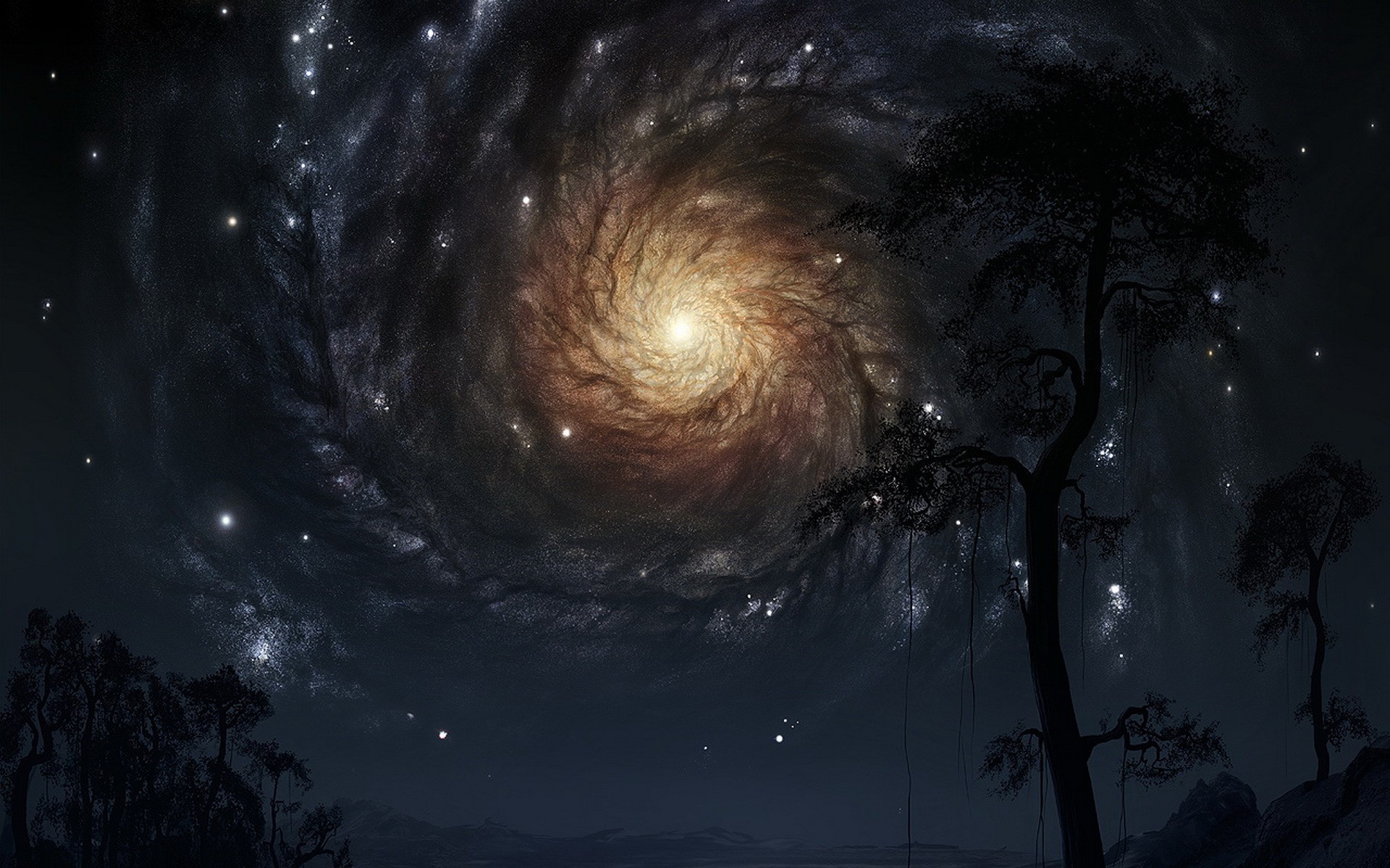 Spiraling Black Hole In The Sky Wallpaper