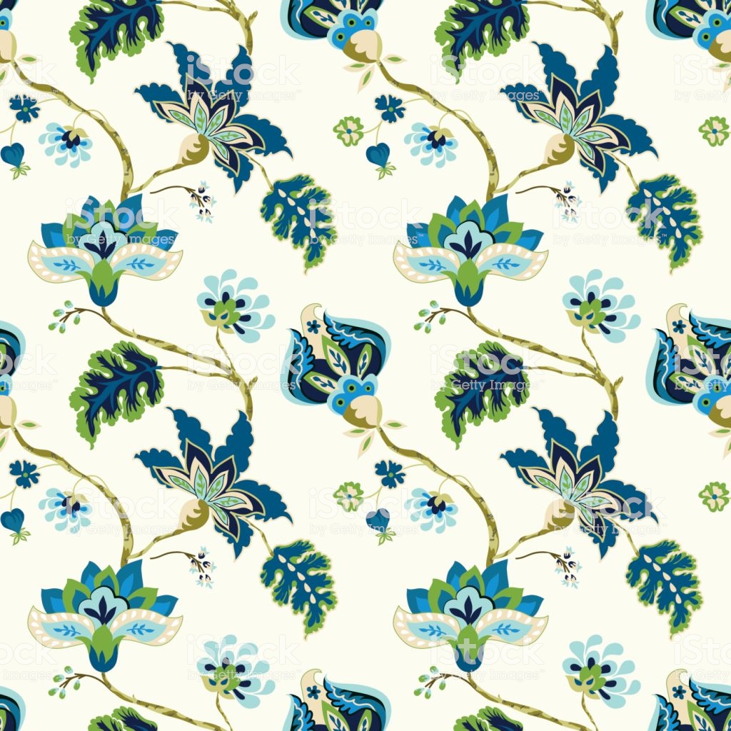 Seamless Pattern With Fantasy Flowers Whimsical Floral Jacobean