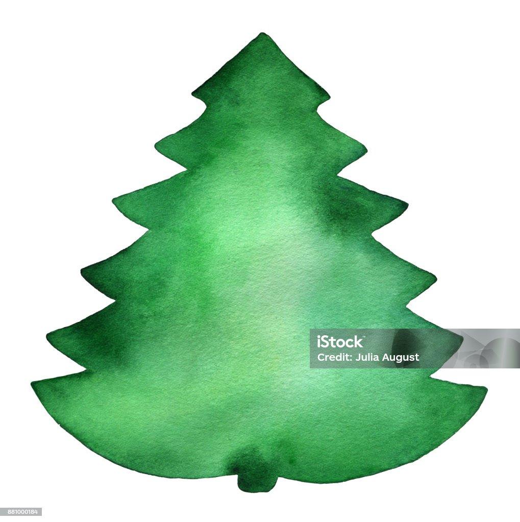 Free download Green Big Watercolor Christmas Tree Silhouette Template