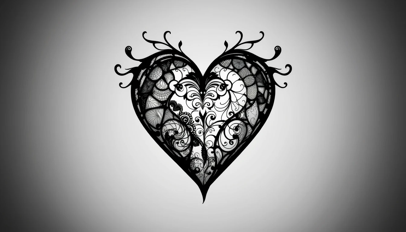 Black And White Heart Wallpaper