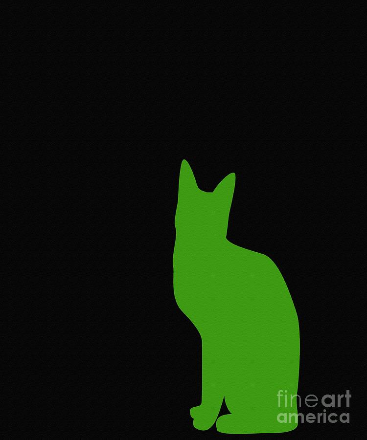 lime green and black backgrounds cat on
