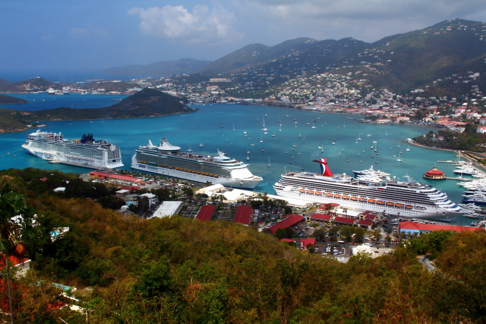 Lineup Of Cruise Ships In St Thomas The U S Virgin Islands