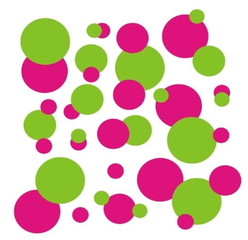 set of 106 Hot Pink and Lime Green polka dots Vinyl wall lettering 500x485