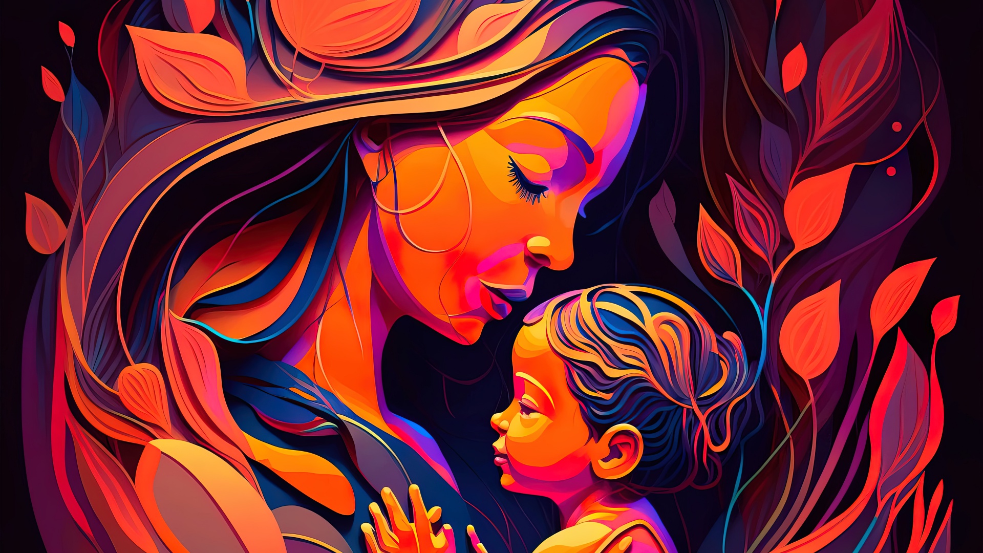 Mother S Day Wallpaper 4k Child Ai Art Mom