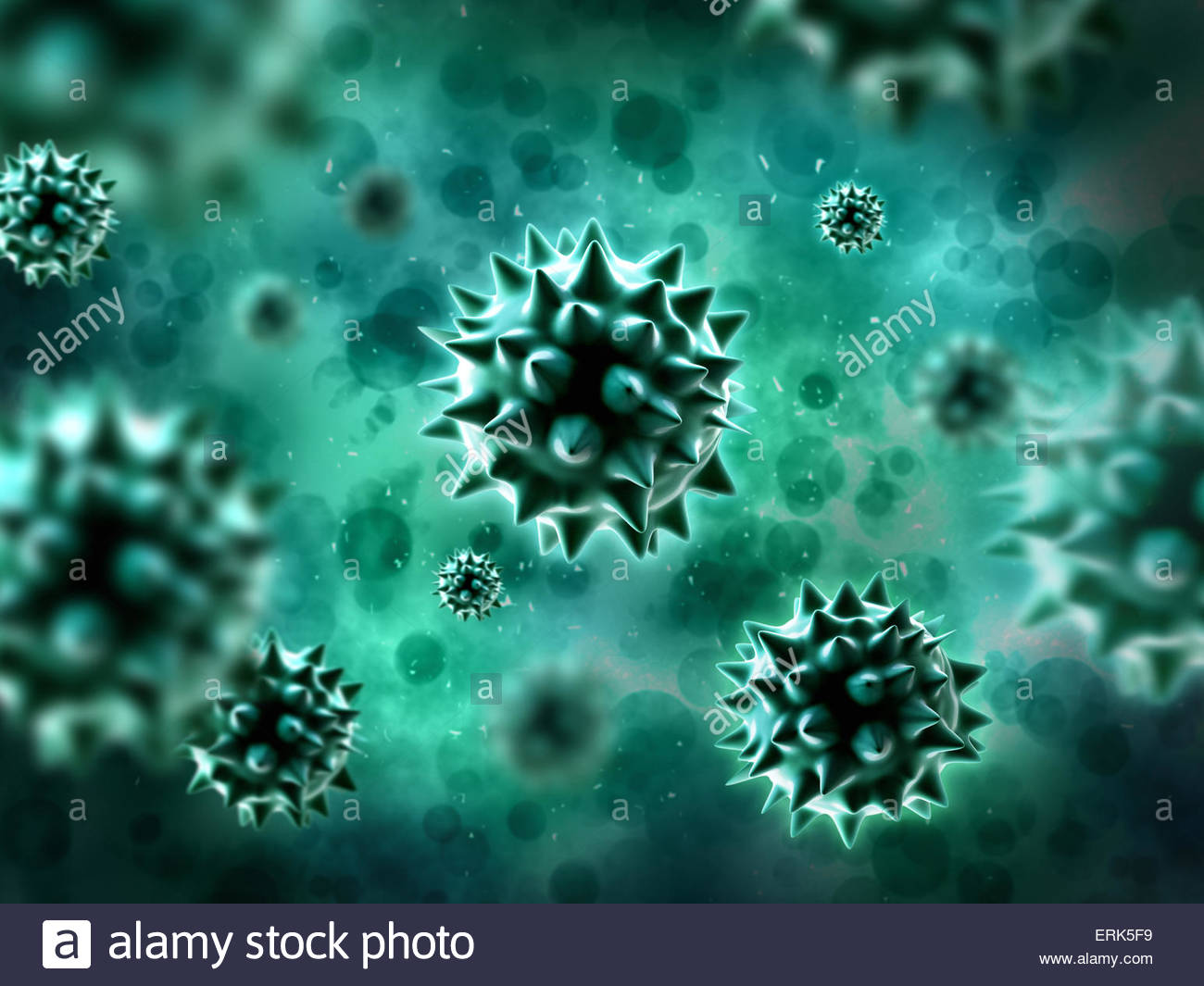 Green Blue Bacteria 3d Rendering Background Stock Photo