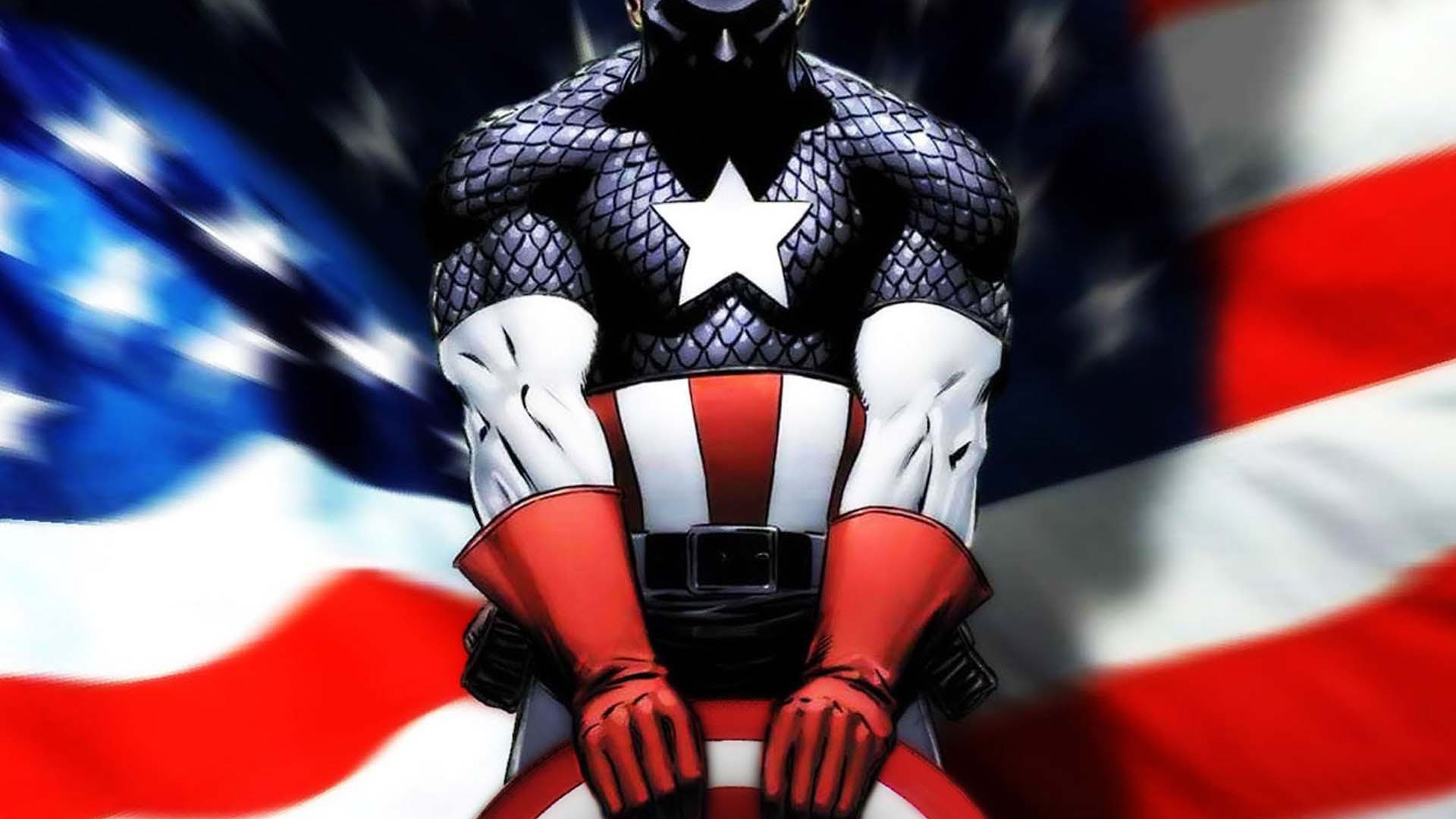 Captain America And American Flag Desktop Wallpaper