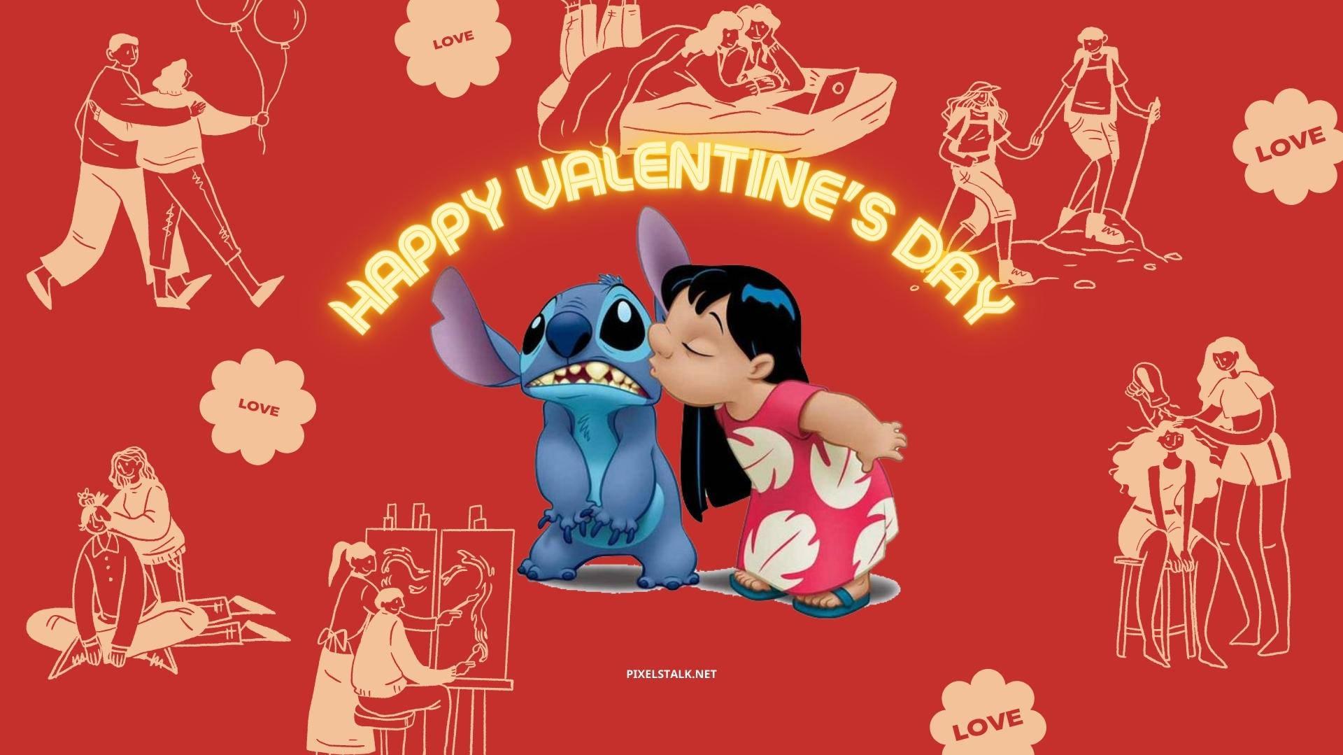 Valentine S Day Lilo And Stitch 3d Wallpaper