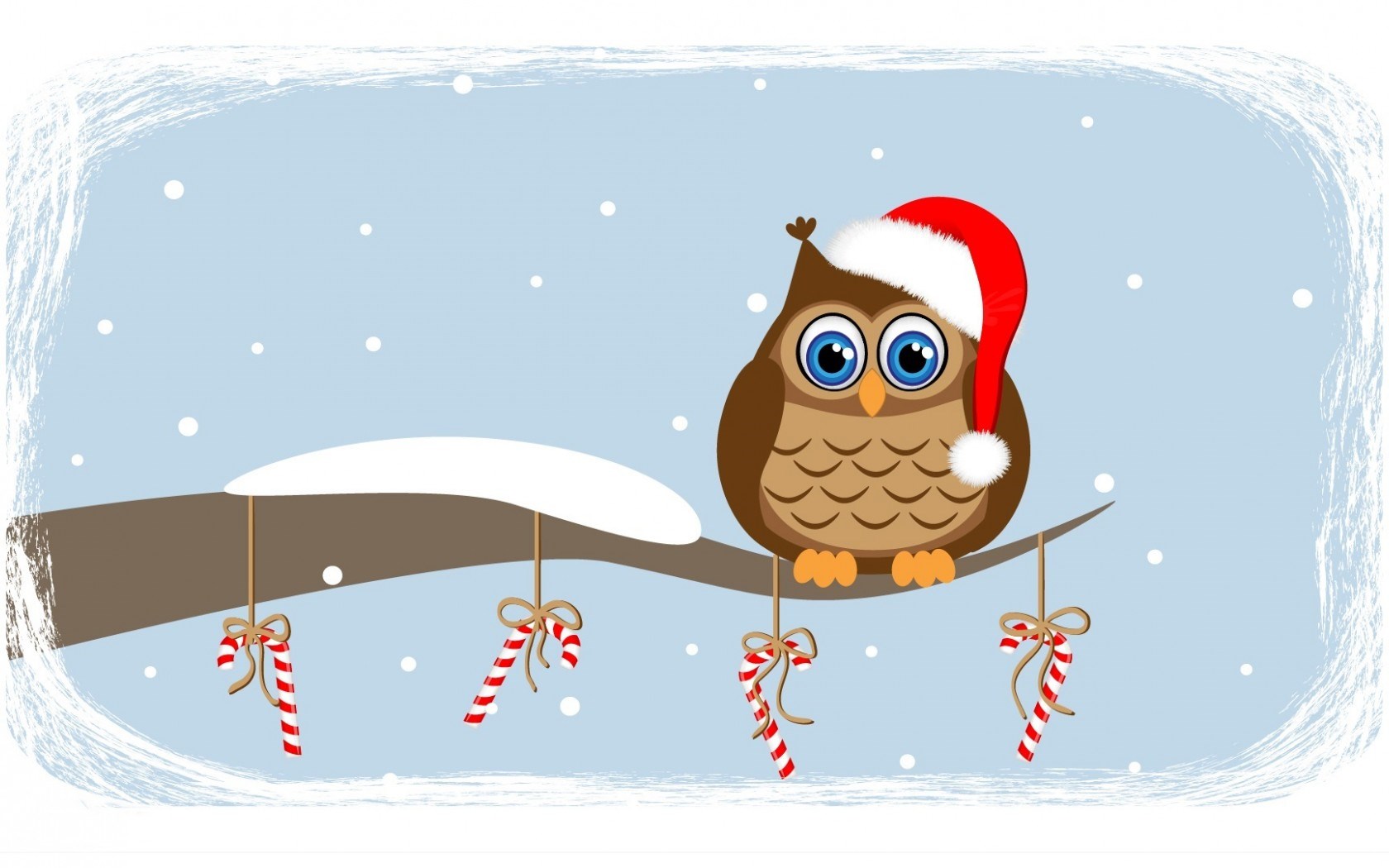Owl Snow Christmas Art Wallpaper