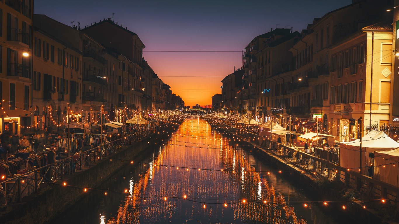 Wallpaper Milan Italy River Evening City