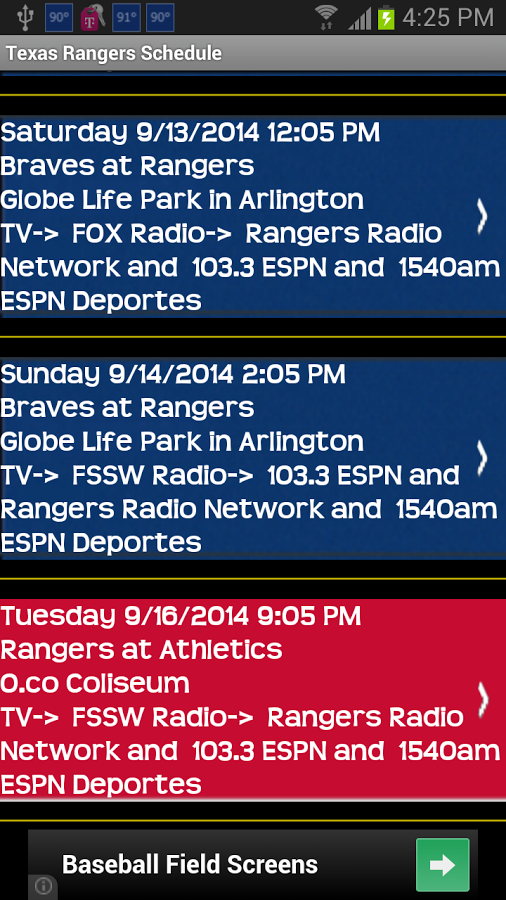Schedule Texas Rangers fans   Android Apps on Google Play