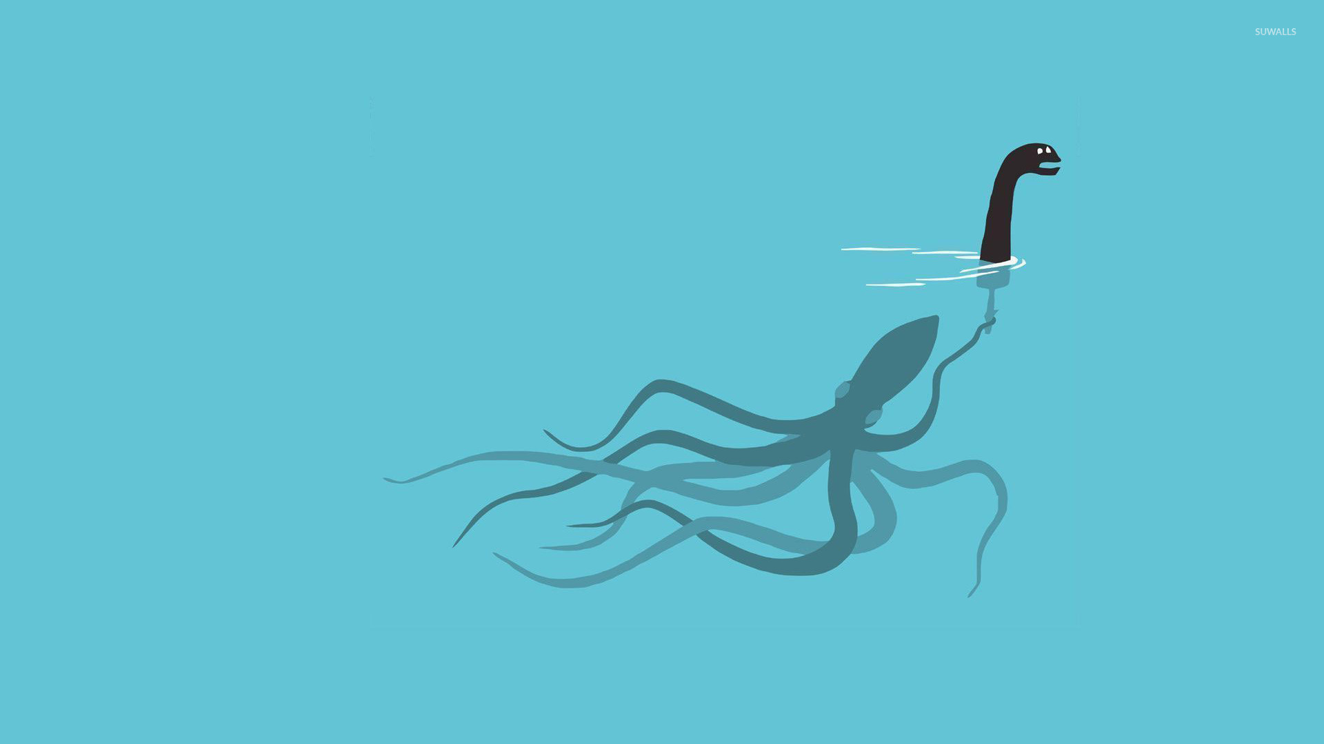 Giant squid playing as the Loch Ness Monster wallpaper   Funny