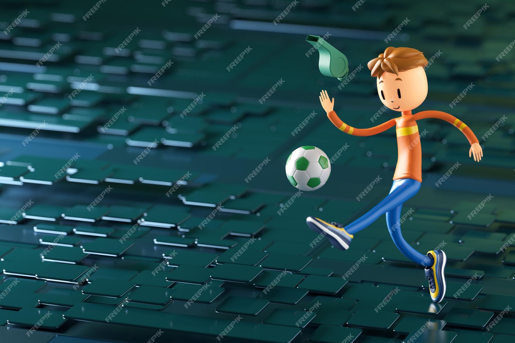 Premium Photo 3d Boy Character Football Player In Soccer Action