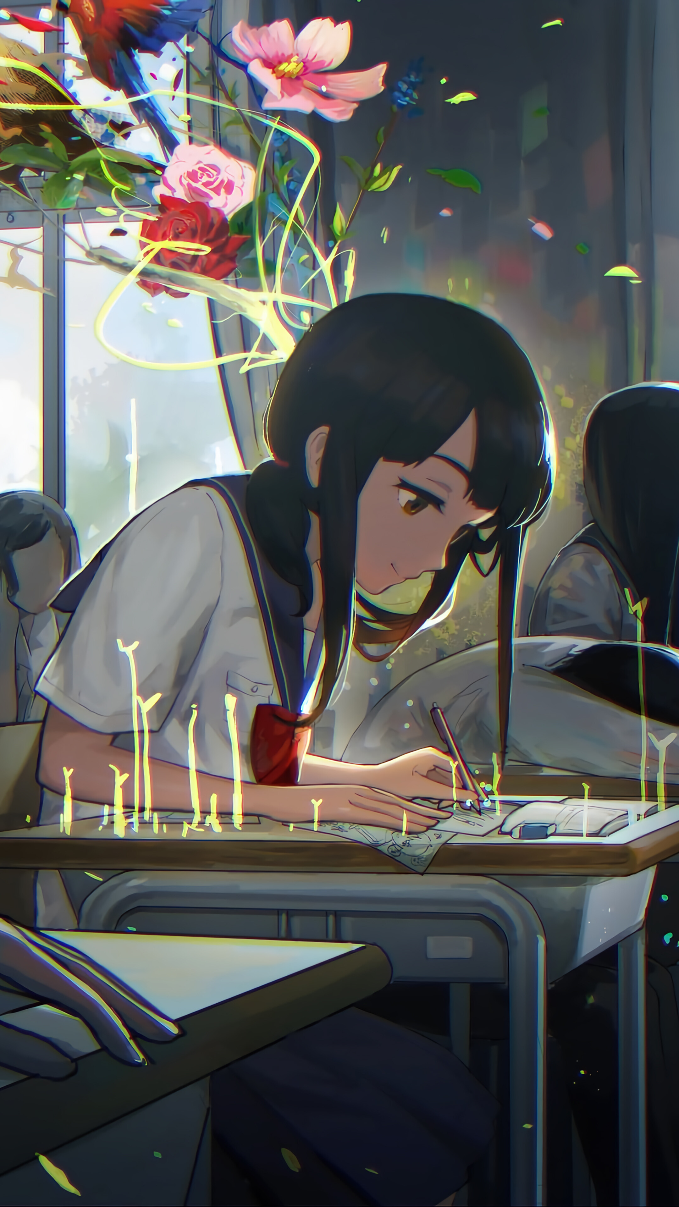 Free download Anime School Girl Classroom Studying Wallpaper iPhone Phone  4K 1350f [2160x3840] for your Desktop, Mobile & Tablet | Explore 11+ Anime  Girl Studying Wallpapers | Wallpaper Studying, Anime Girl Wallpaper,