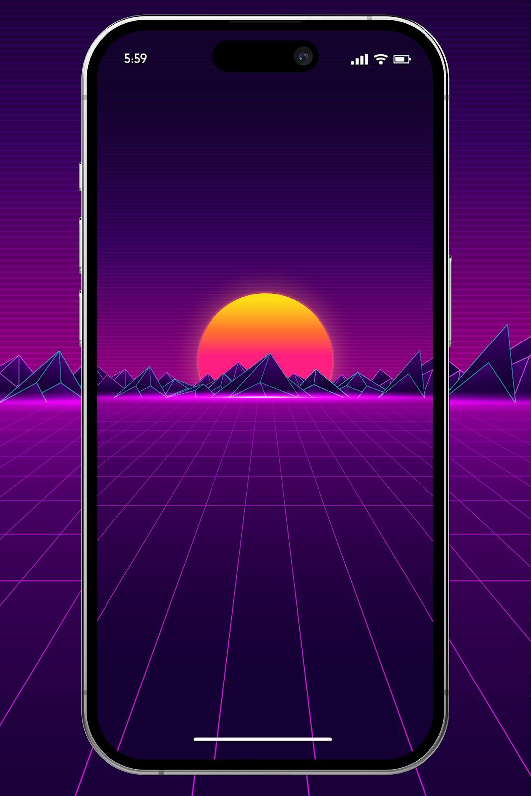 4k Wallpaper Phone Retro Futuristic Sunset