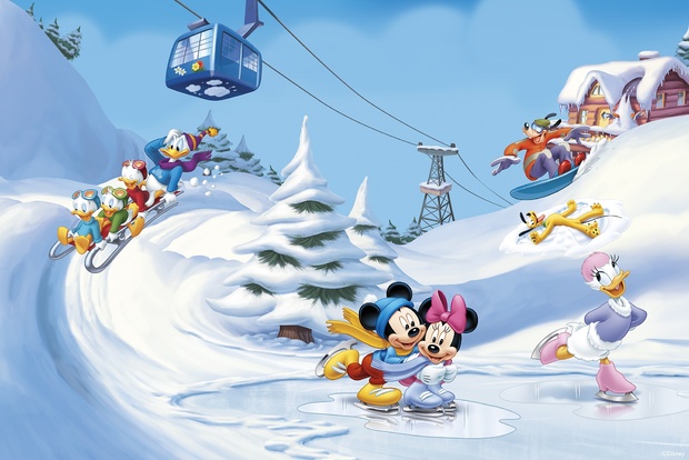 Mickey And Friends Winter Fun Wall Mural Photo Wallpaper