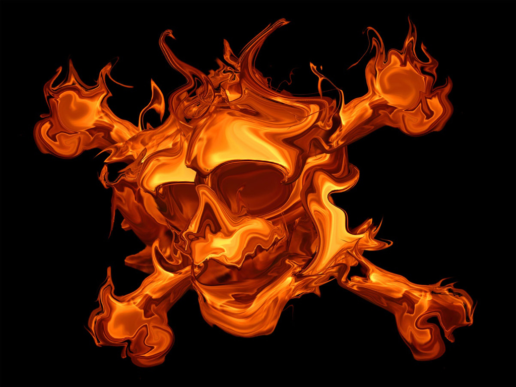 Skull On Fire Wallpaper