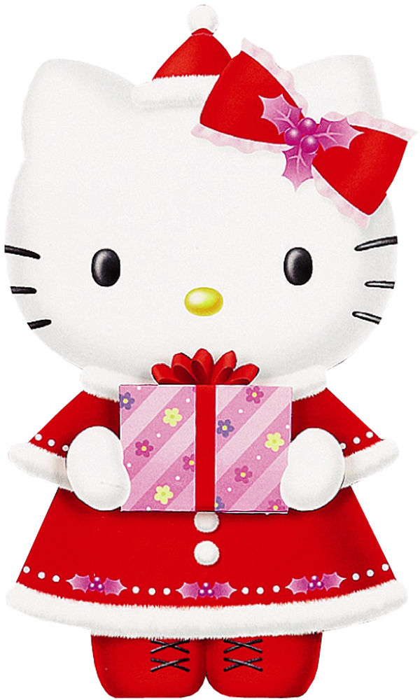 New Sanrio Hello Kitty Merry Christmas Holiday Greeting Card Red Dress