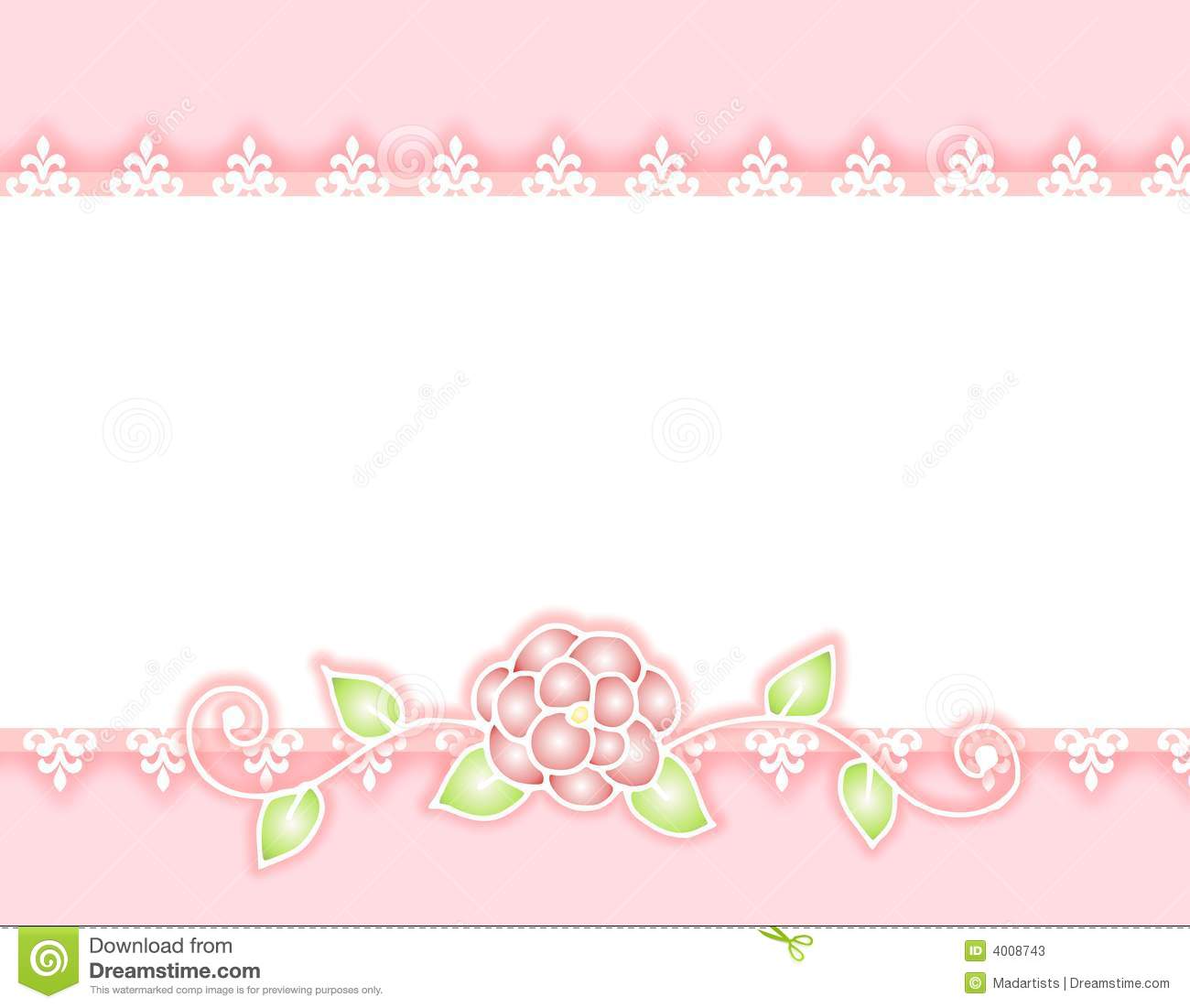 White Lace Border Graphicwhite Pink Ribbon And Rose Stock
