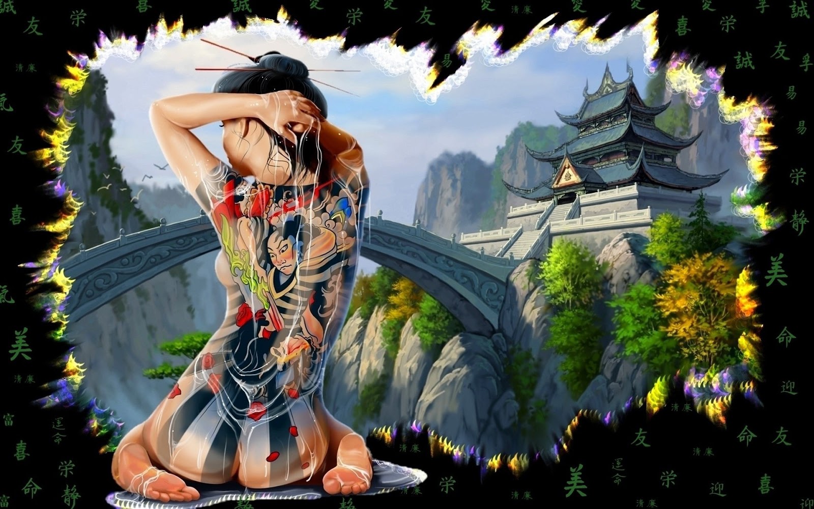 Back Tatto Girl Female Anime HD Wallpaper Desktop Pc Background