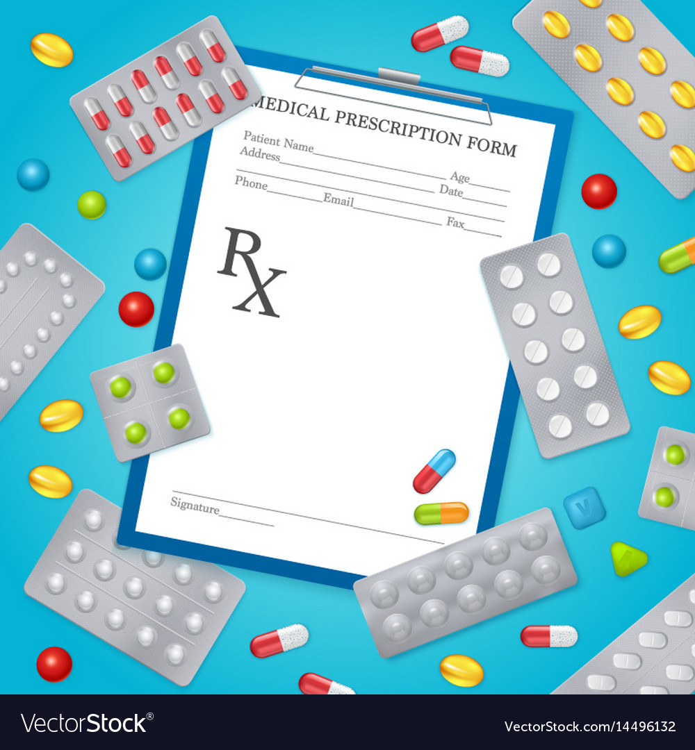 Drug Prescription Medical Background Poster Vector Image