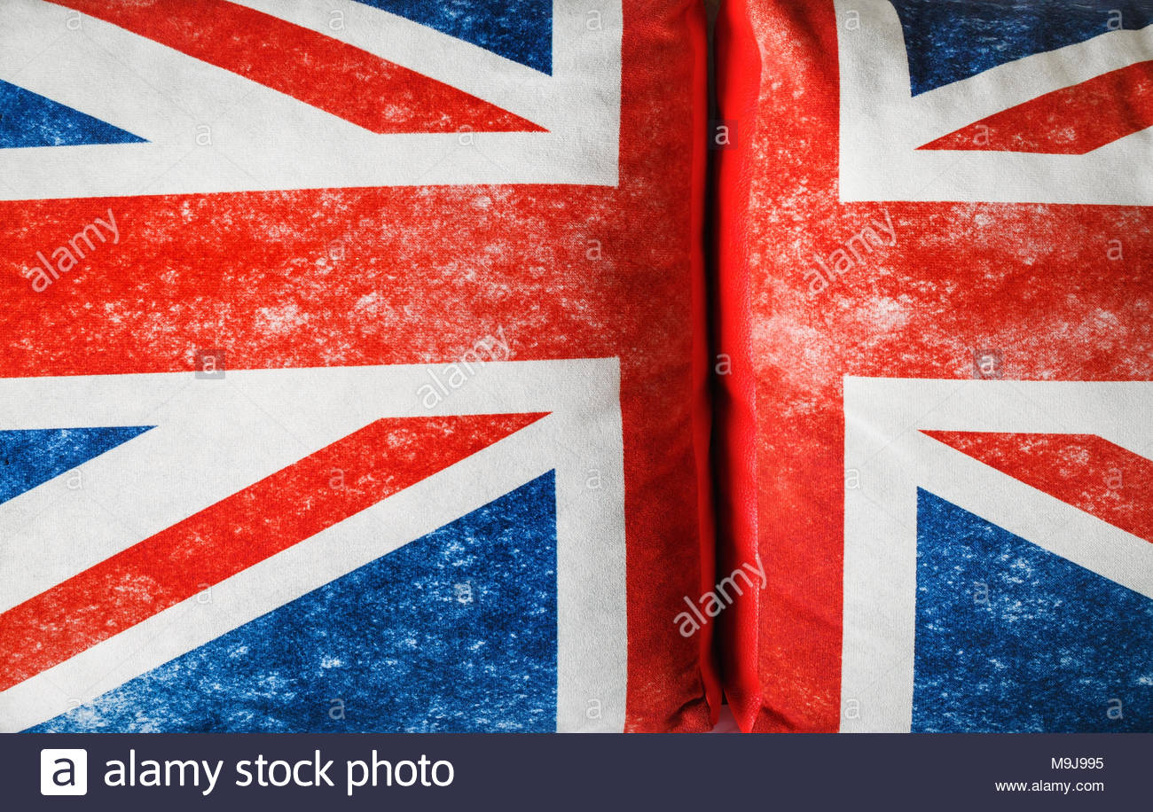 Uk British Flag Cloth Texture On Pillows Union Jack Great
