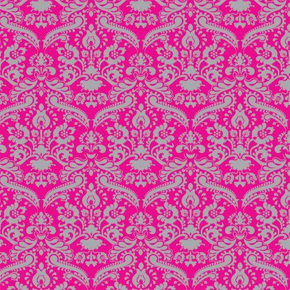 Dolls House Emporium Bright Pink Silver Damask Wallpaper