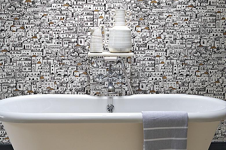 Fornasetti Wallpaper In The Guest Bathroom Photographs By Nick Carter