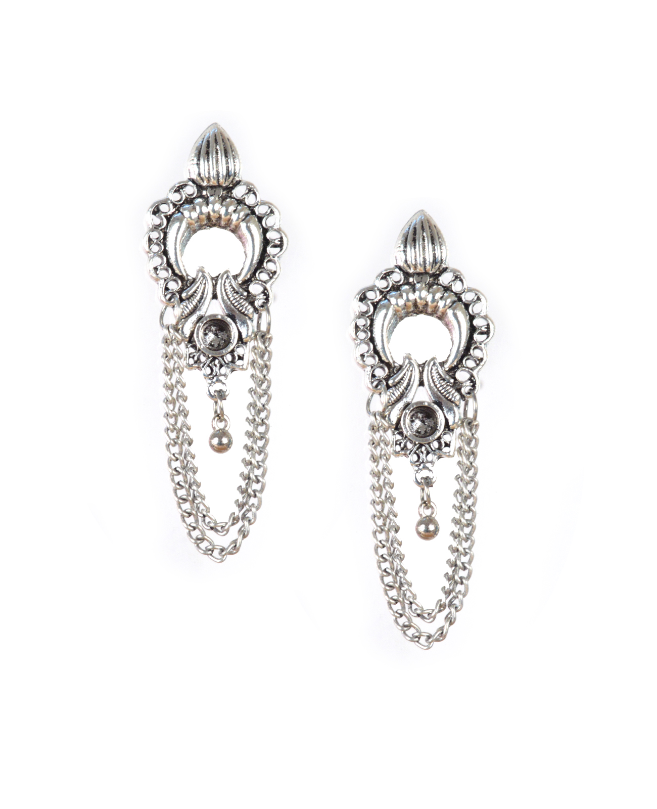 New Design Women S Stud Drop Oxidised Silver Fashion Earrings