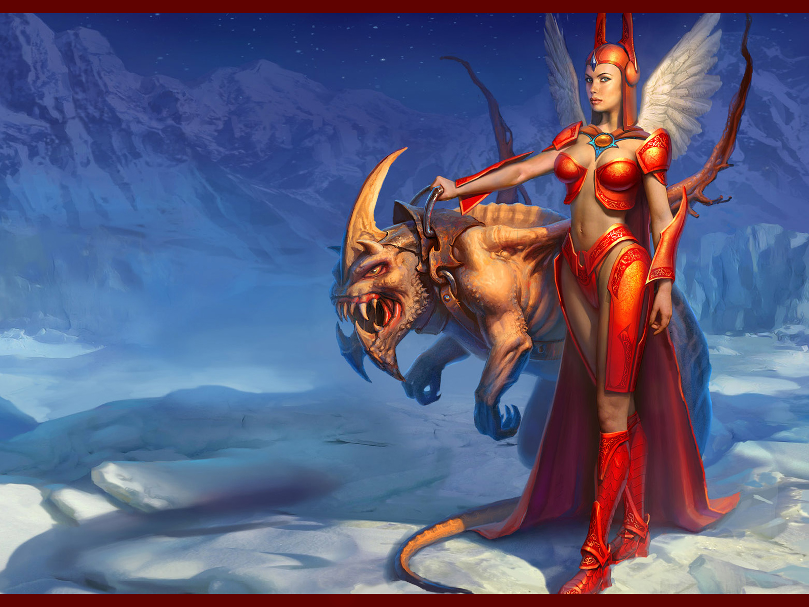 Red Warrior Fantasy Wallpaper Puter Desktop