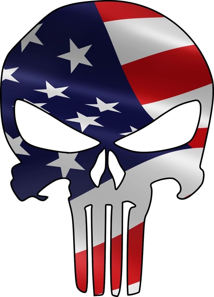 Punisher Skull Decal American Flag Color Car Truck Laminated