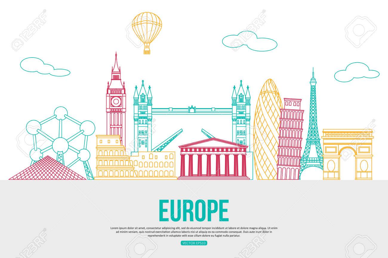 Europe Travel Background With Place For Text Isolated European