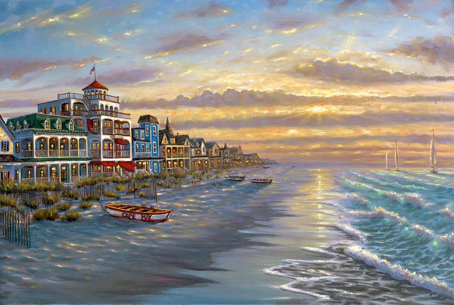 New Day In Cape May By Robert Finale Romantic Paintings