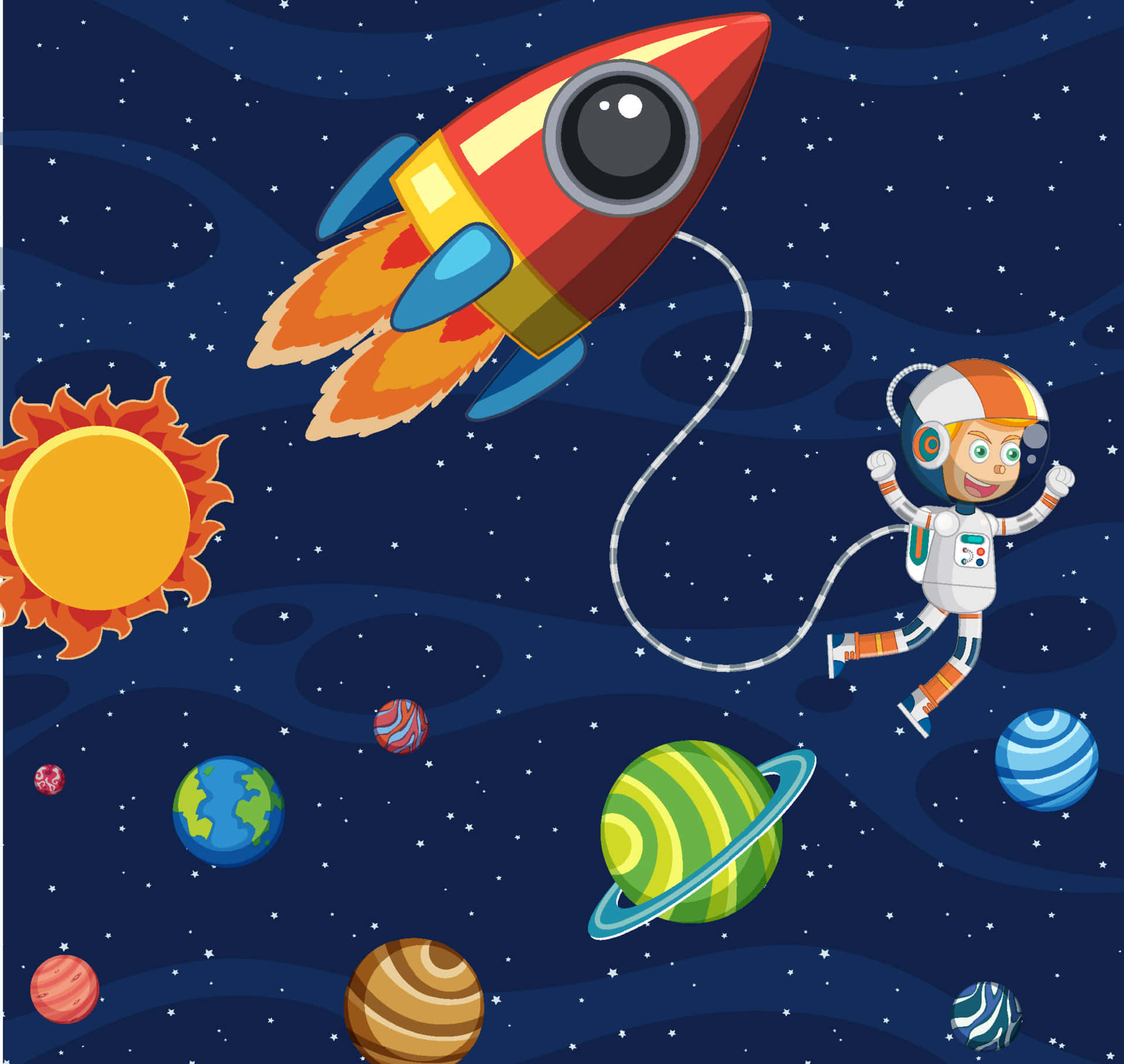 Cartoon Space Background Wallpaper