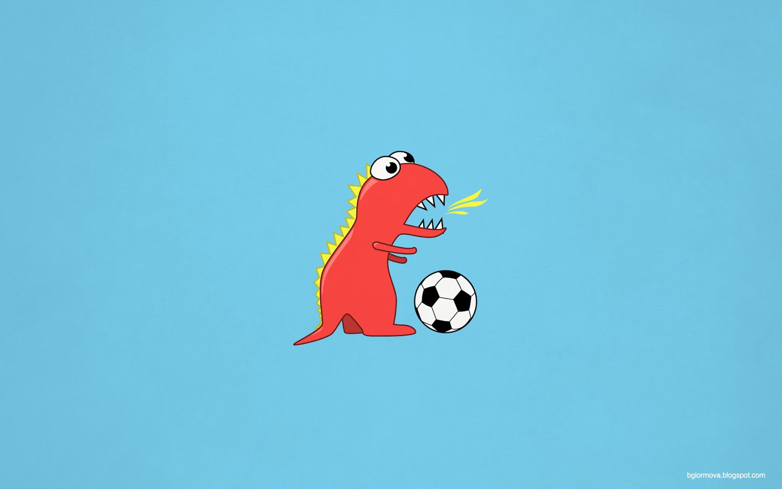 My Grinning Mind Funny Cartoon Dinosaur Playing Soccer
