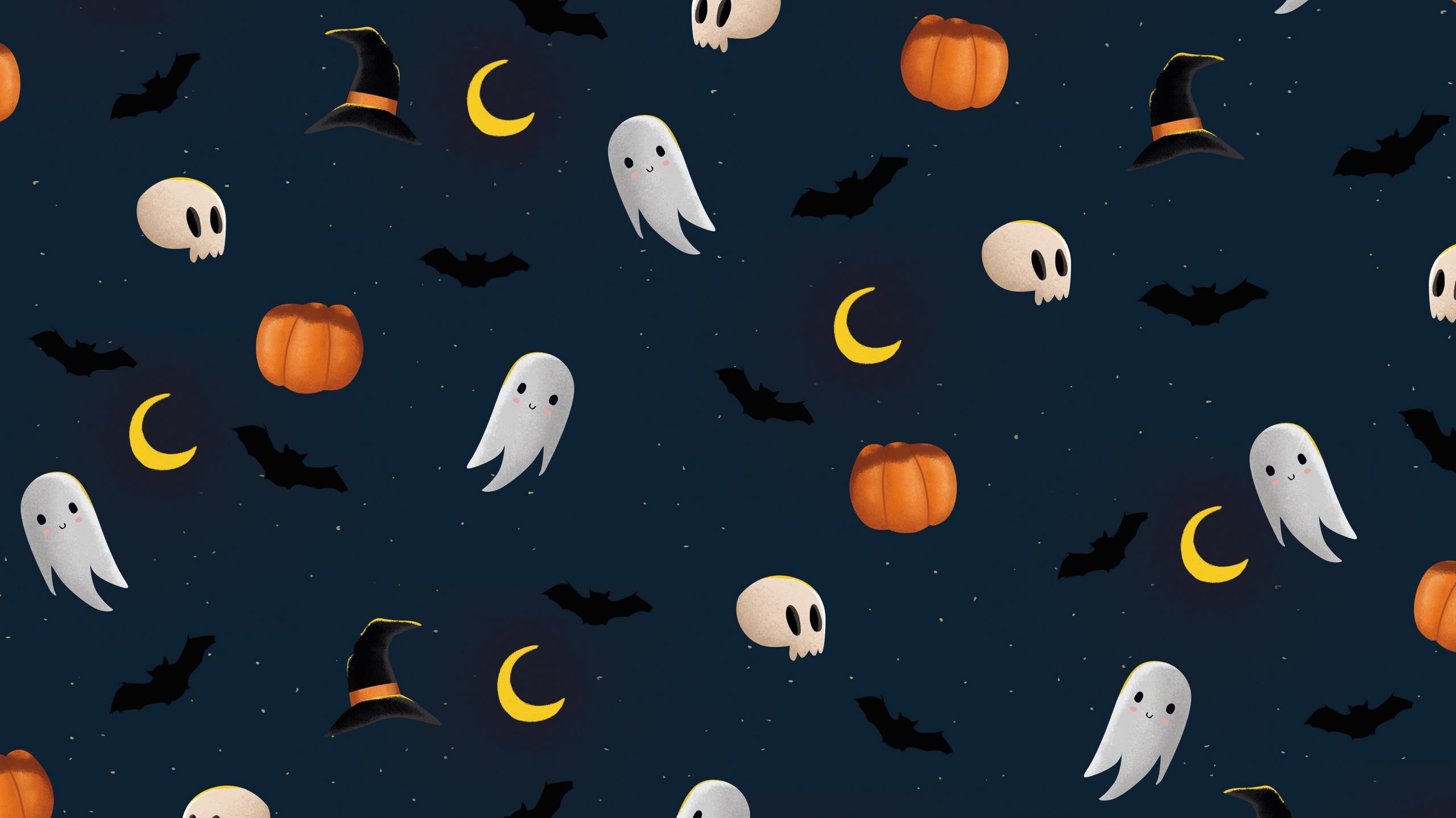 Wallpaper Ghosts And Pumpkins Halloween Art