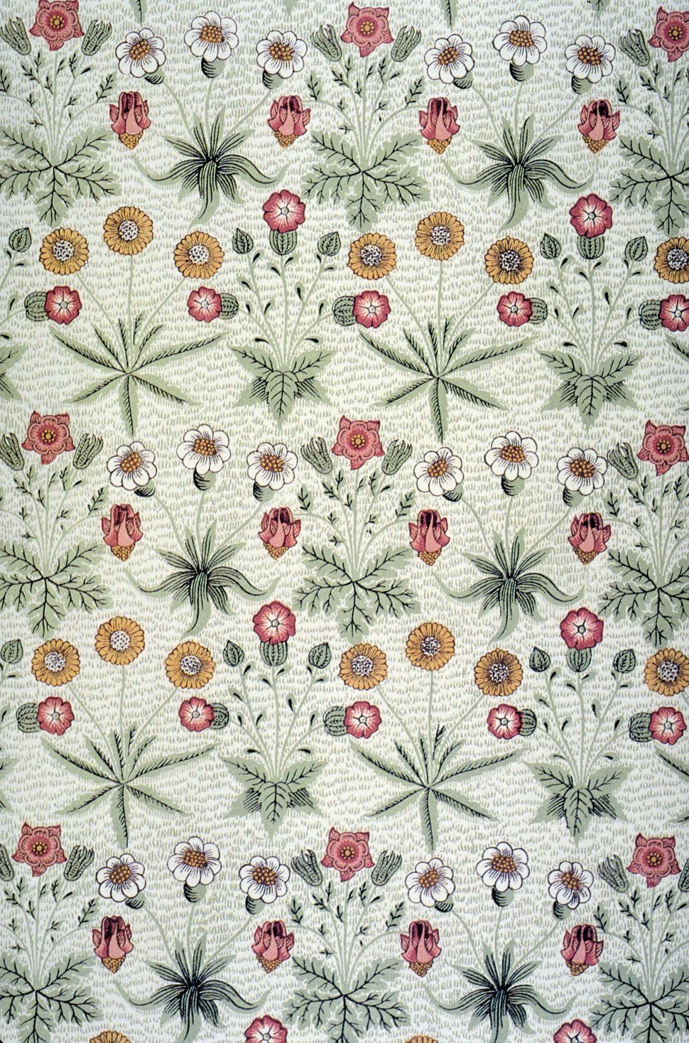 Vintage Ephemera Daisy Wallpaper Designed By William Morris