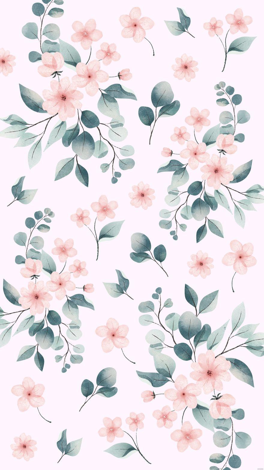 Watercolor iPhone Floral Background Eps Illustrator Jpg