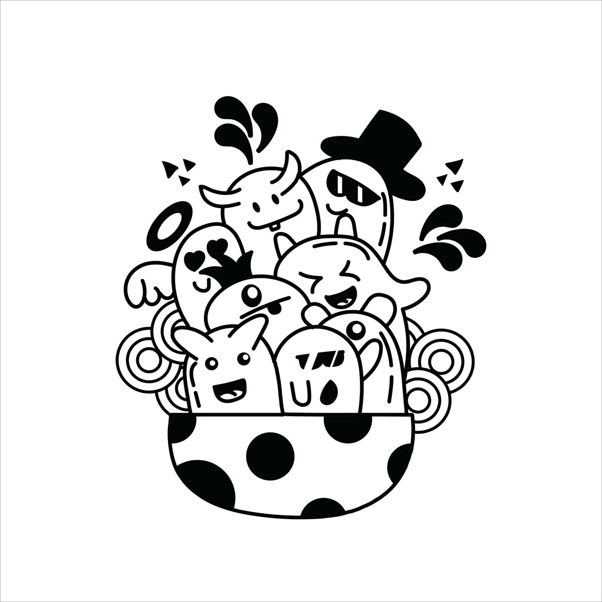 Abstract Black And White Pencil Drawing Wallpaper