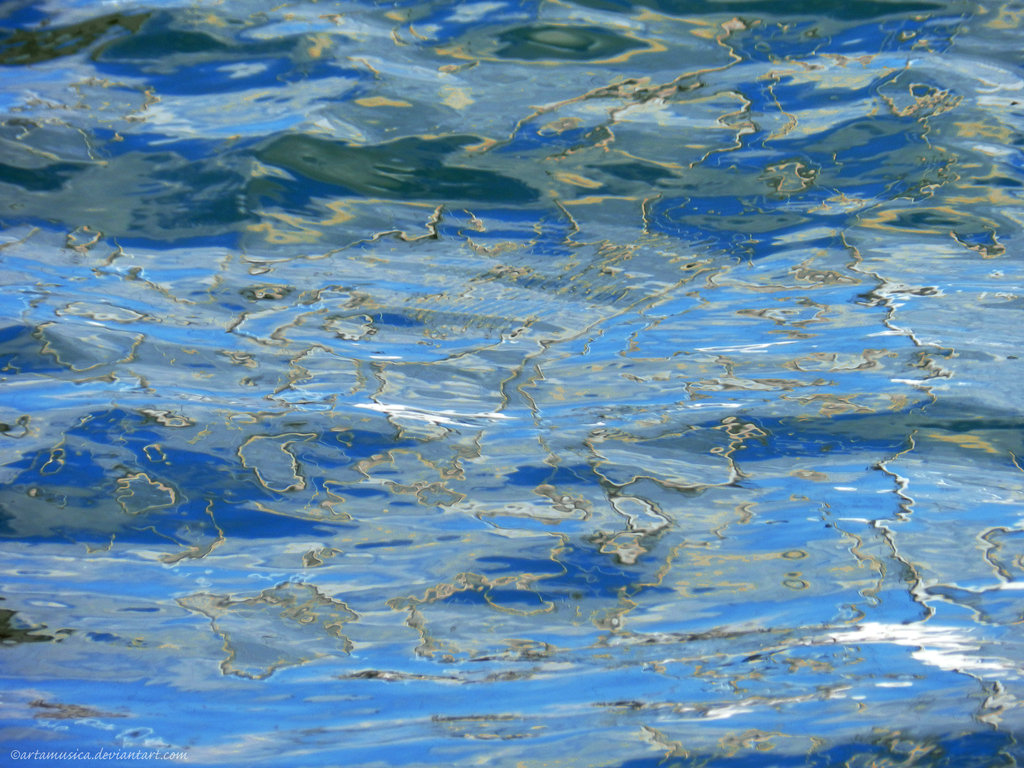 Wallpaper Water Blue And Gold By Artamusica