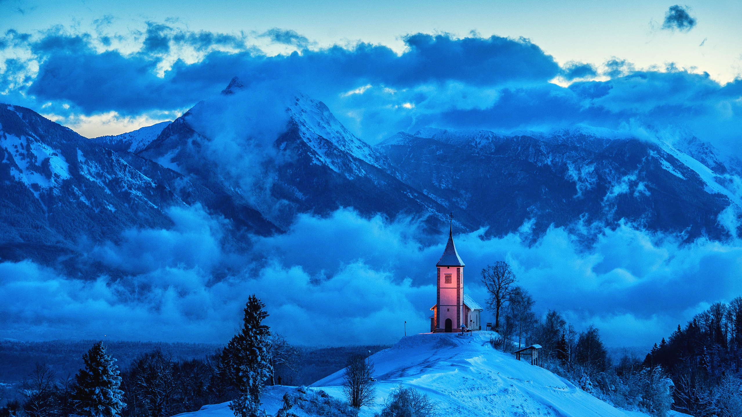 House Near Mountain Peak 4k 1440p Resolution HD Wallpaper Image