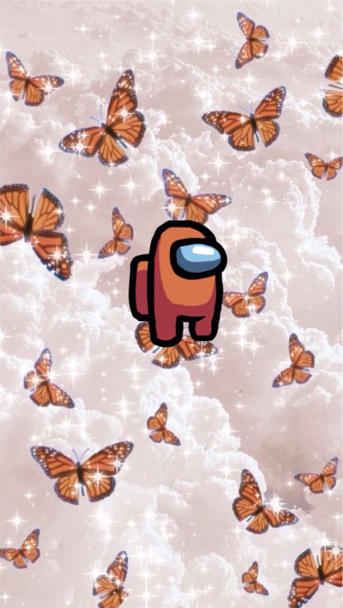 Among Us Orange Butterfly Wallpaper iPhone Cute