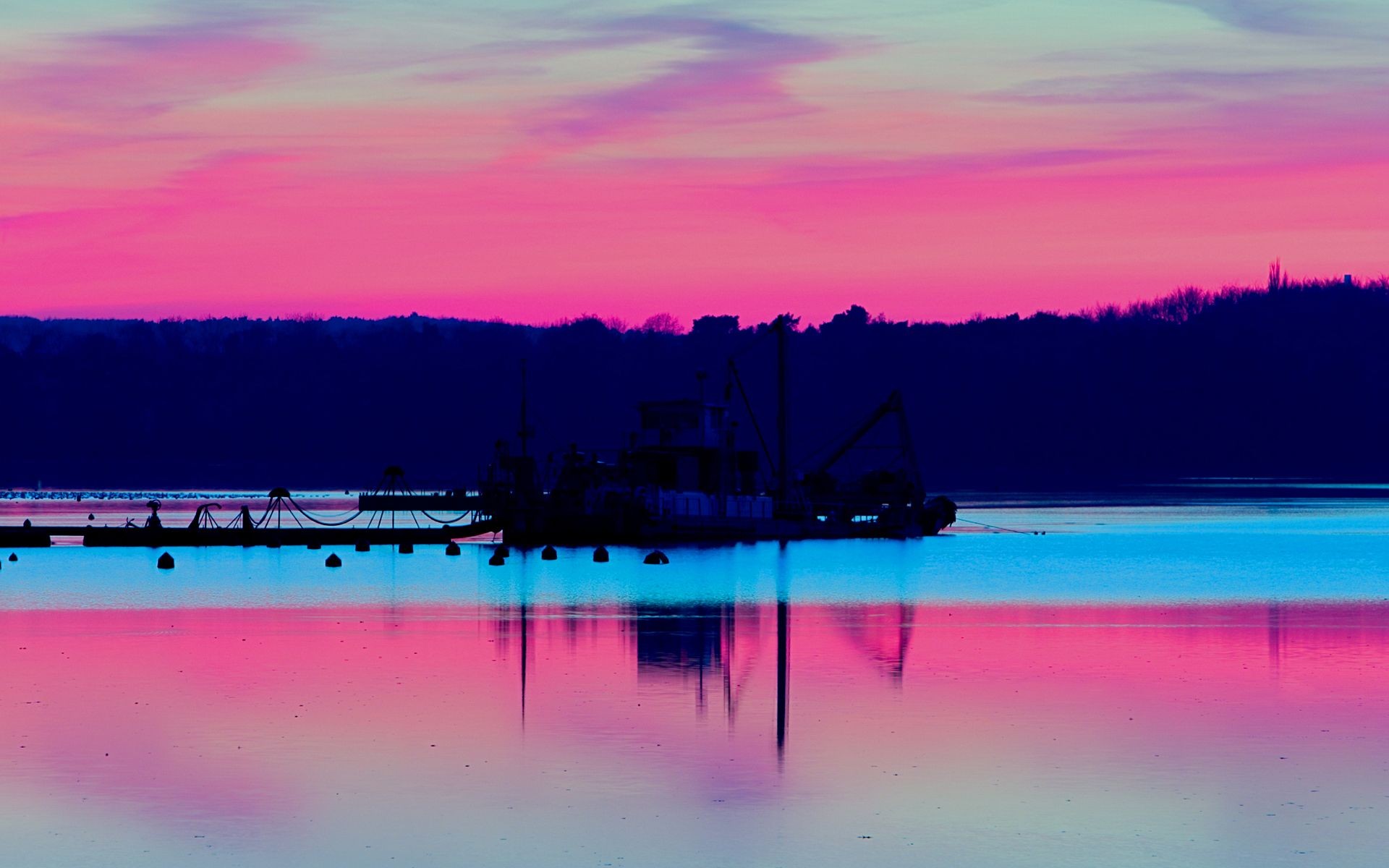 Pink Blue Bay Wallpaper HD