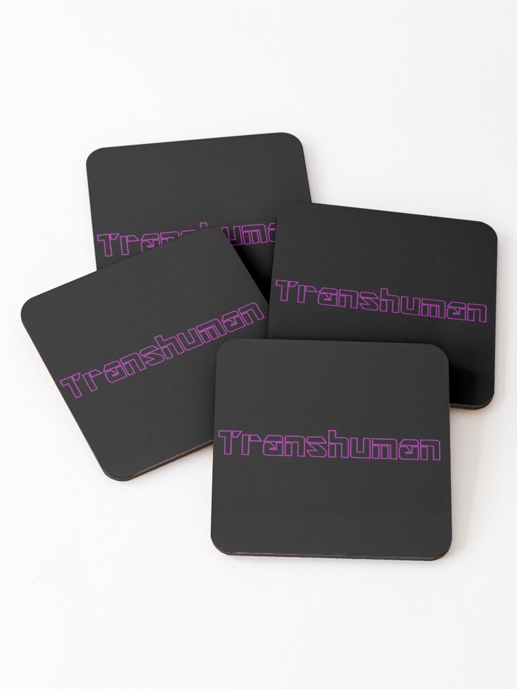 Transhuman Purple Outline On Black Background Coasters Set Of