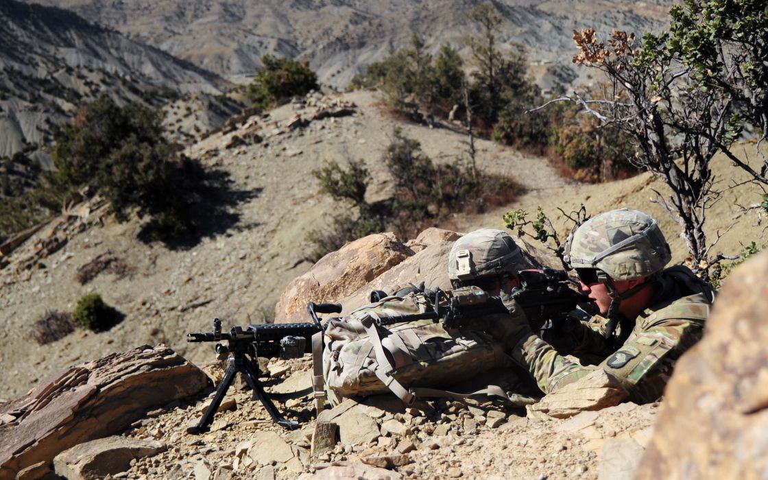 M240 Machinegun Providing Security Afghanistan Military Soldier