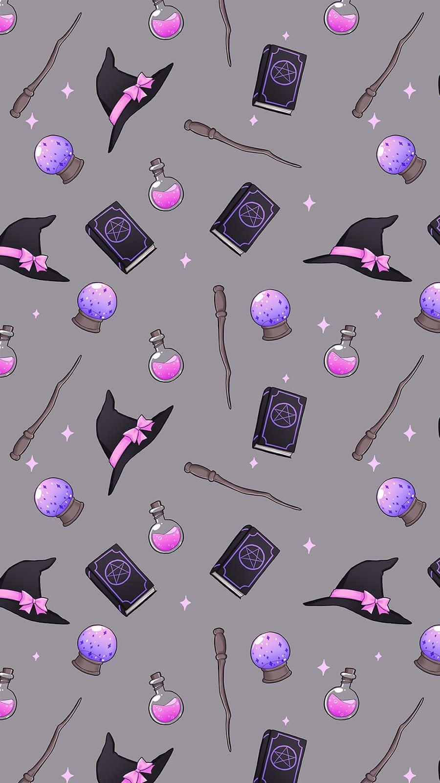 Pastel Witch Pattern Wallpaper