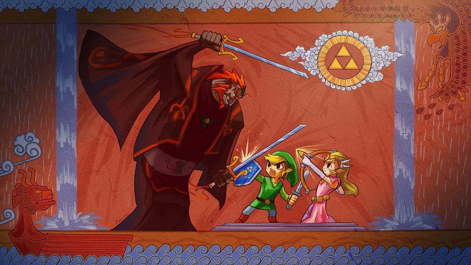 Awesome Toon Link Fighting Ganondorf Artwork Timeline Cover