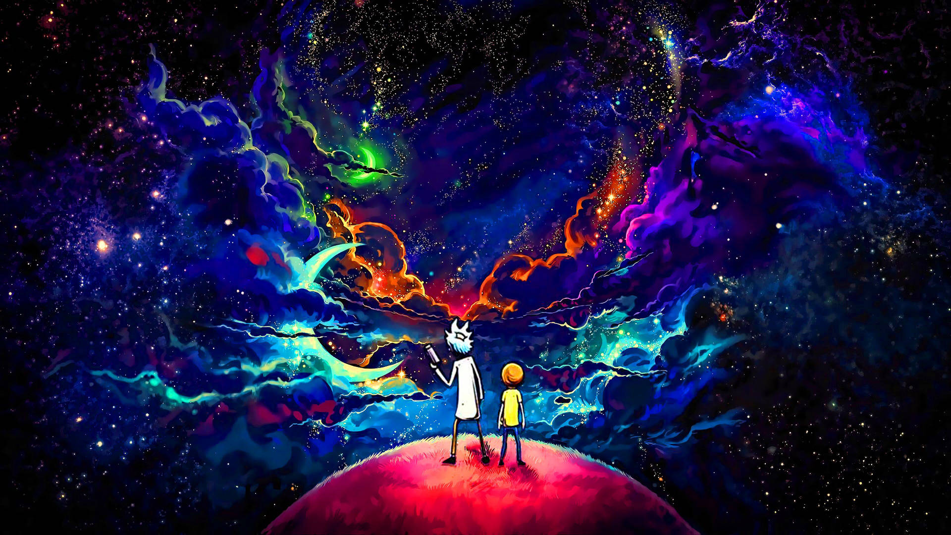 Rick And Morty HD Computer Clouds Stars Wallpaper
