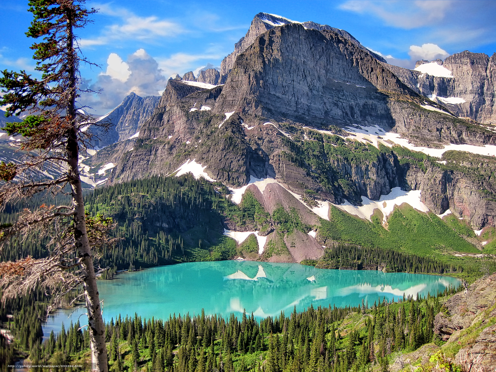 Download wallpaper Glacier National Park Mountains lake landscape 1600x1200